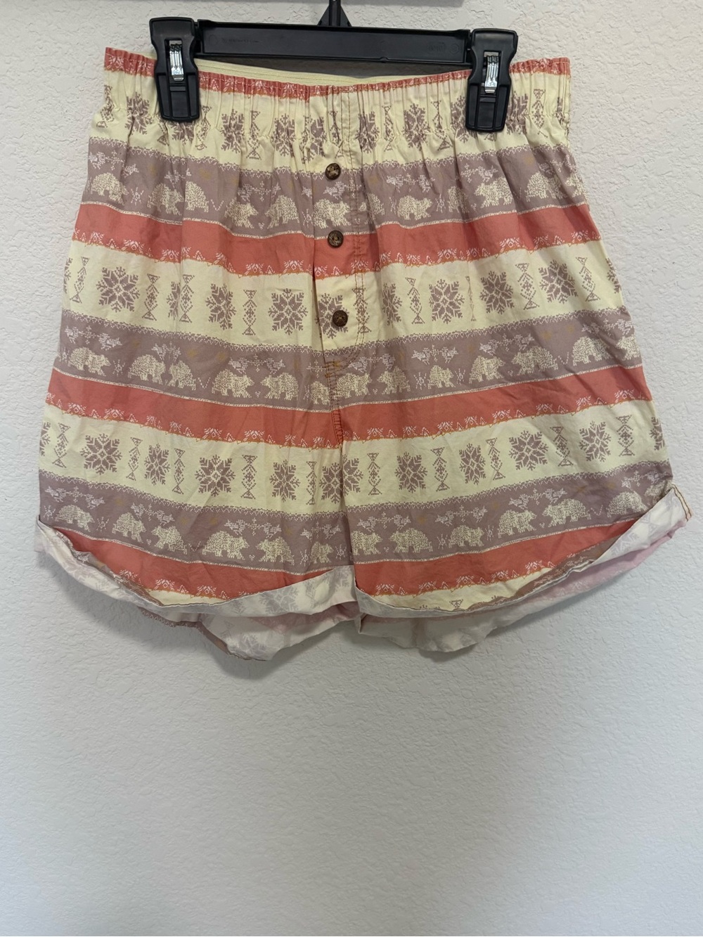 FREE PEOPLE Intimately Yellow Orange Stripe Pattern Long Cuffed Boxer Shorts S